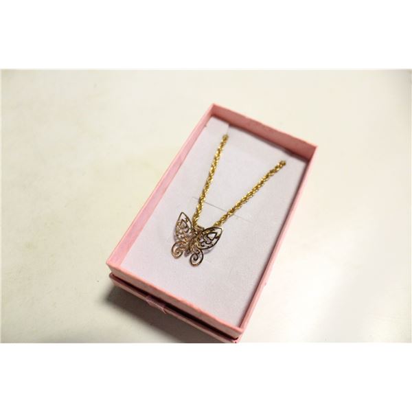 ESTATE BUTTERFLY ROPE CHAIN NECKALCE IN