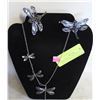 Image 1 : NEW CRYSTAL  DRAGONFLY NECKLACE AND  2PCS BROOCH