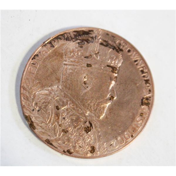 LARGE 1907 KING EDWARD VII CORONATION MEDAL