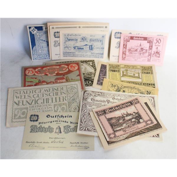 LOT OF 22 VARIOUS OLD GERMAN NOTGELD NOTES