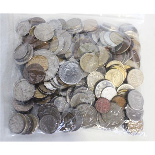 2.5 LBS WEIGHT OF VARIOUS WORLD COINS LOT IN BAG