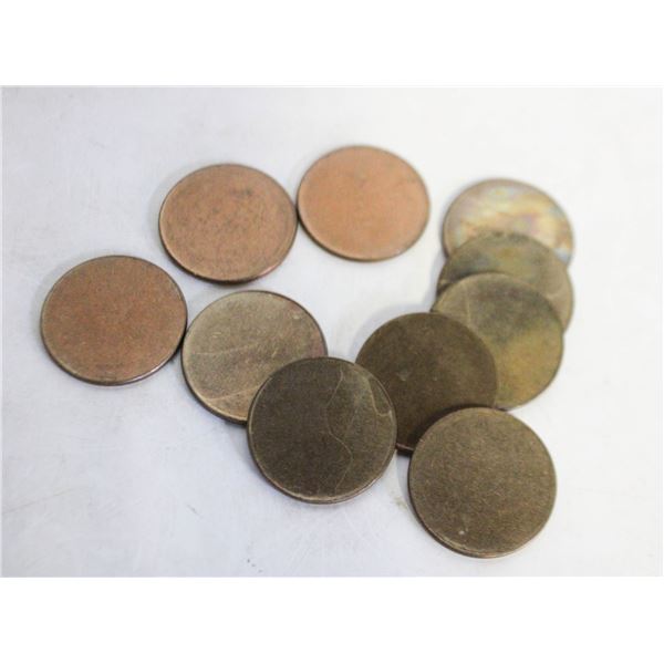 10 BLANK TOKEN PLANCHETS SHERRIT MINT FORT SASK.