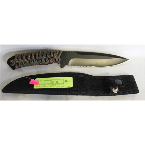 NEW SURVIVAL HUNTER SHIELD ARMY STYLE KNIFE