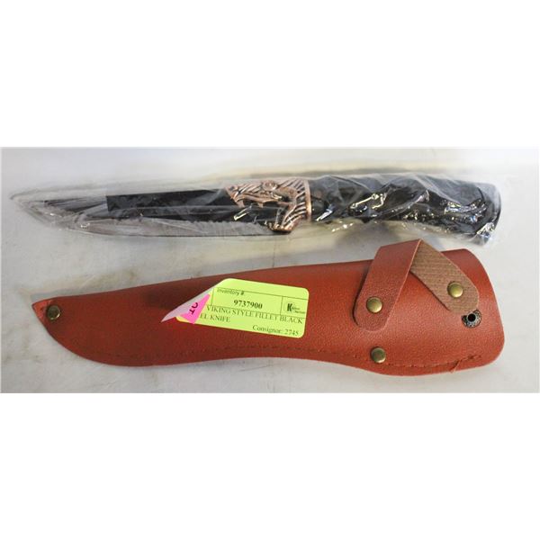 NEW VIKING STYLE FILLET BLACK STEEL KNIFE