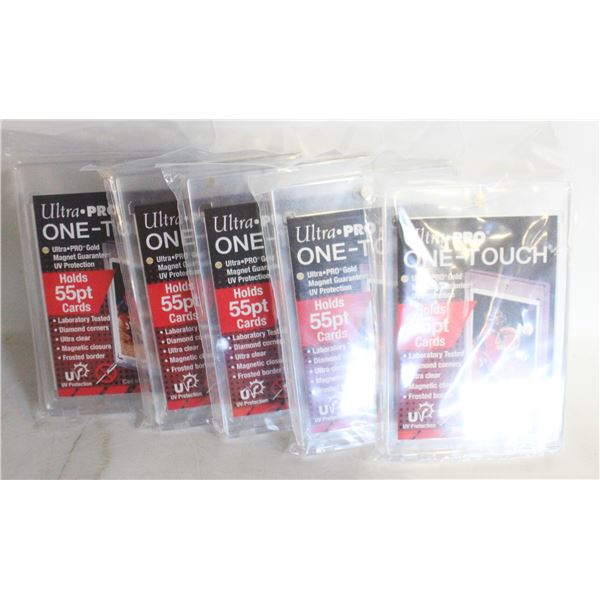 5 ULTRA-PRO ONE-TOUCH 55PT CARD CAPSULES, NEW