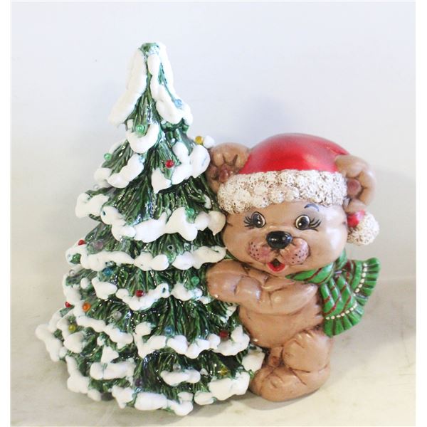 CERAMIC CHRISTMAS TREE WITH TEDDY BEAR