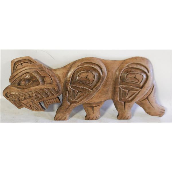 FIRST NATIONS WOOD BEAR CARVING