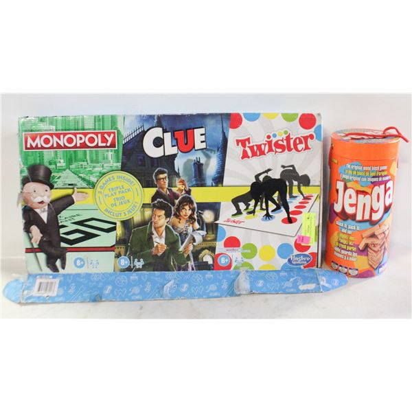 MONOPOLY/CLU/TWISTER WITH JENGA