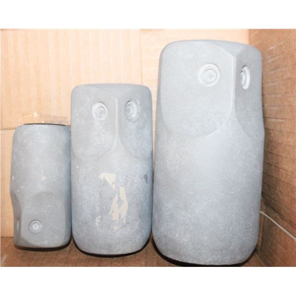 3 IKEA TONAD OWLS. SOME PAINT LOSS