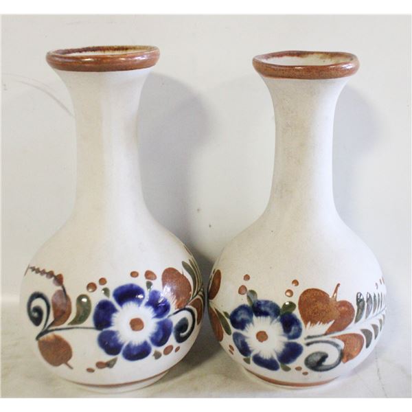 2 TONALA POTTERY BUD VASES