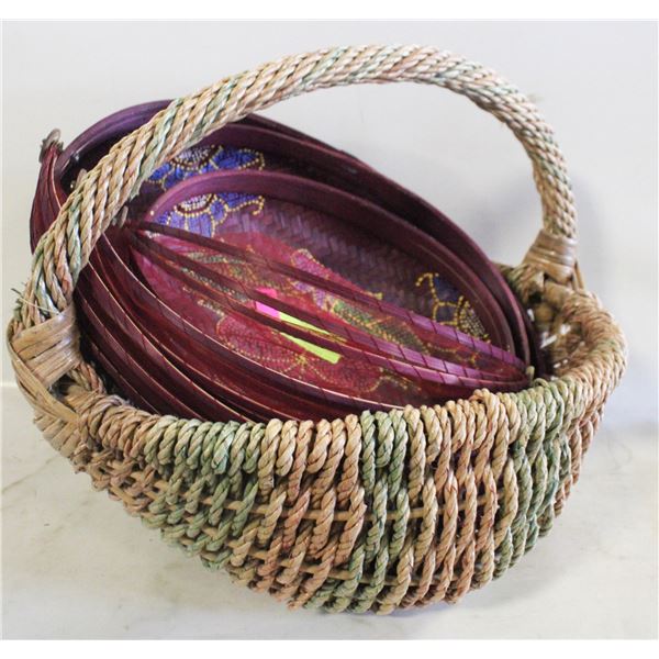 WICKER COVERED FOOD BASKETS