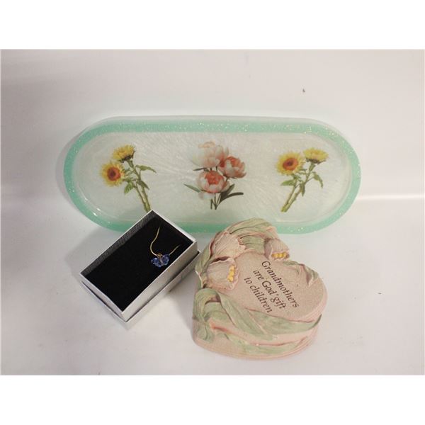VTG. TULIP PORC. TB, FLORAL TRINK. DISH &