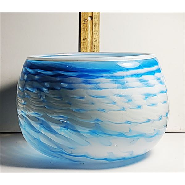 6) HAND BLOWN BLUE & WHITE 5.5"