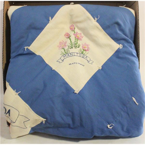 VINTAGE HANDMADE QUILT "PROVINCIAL FLOWERS"