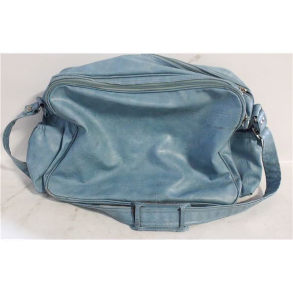 VINTAGE TEAL BLUE VINYL SAMSONITE TRAVEL OR
