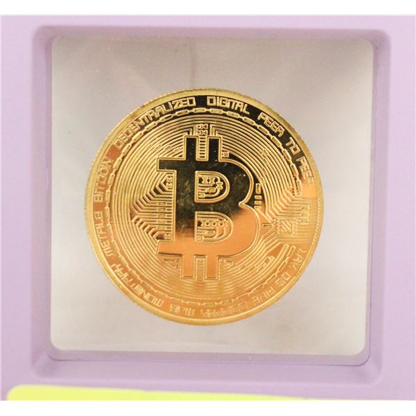 NEW NOVELTY BITCOIN TOKEN GOLDTONED