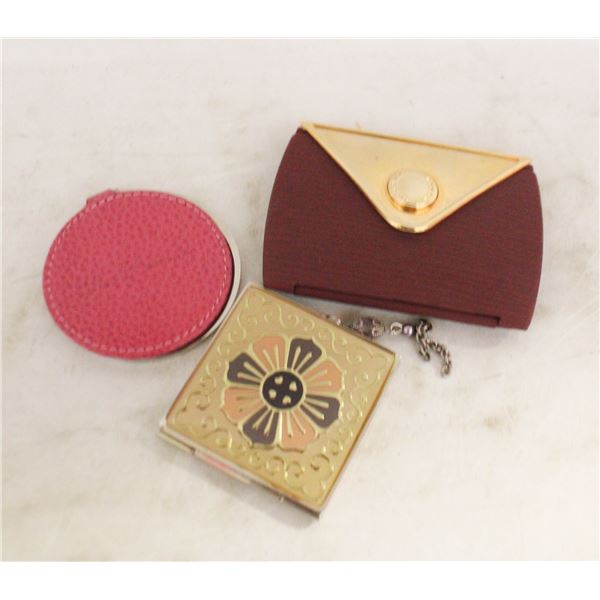 SET OF THREE ORNATE COMPACT MIRRORS