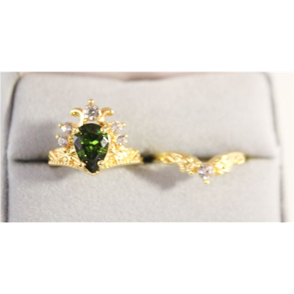 PEAR CUT PERIDOT CROWN RING WITH
