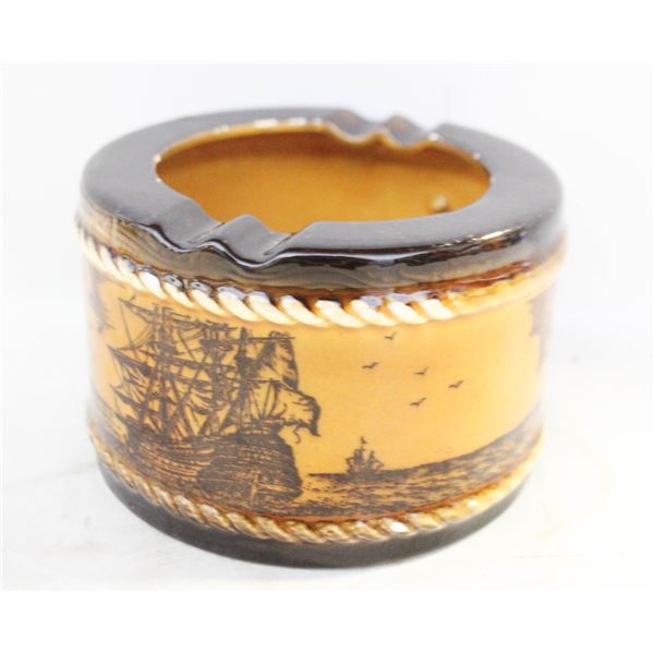 VINTAGE JAPAN OCHRE ASHTRAY NAUTICAL