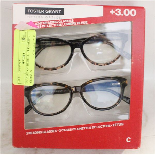 2 CASES OF BLUE LGHT READING GLASSES