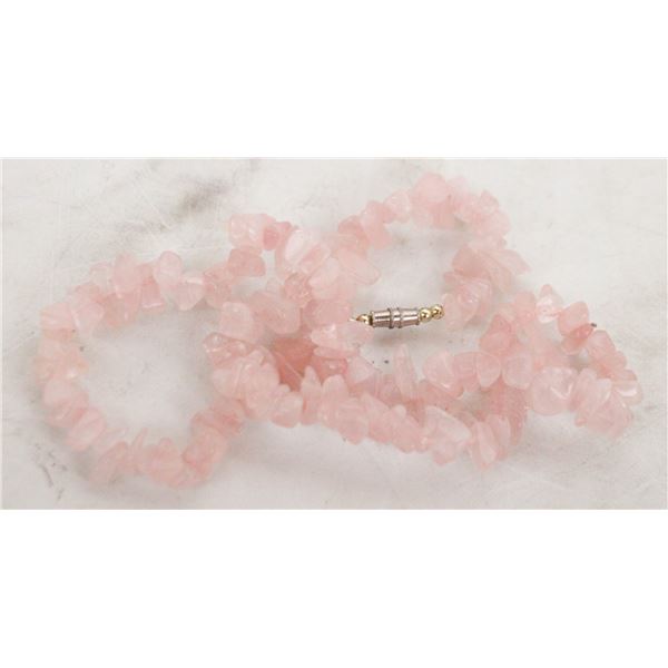 LADIES ROSE QUARTZ CHIP NECKLACE