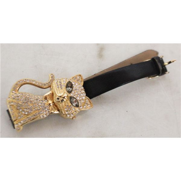 VINTAGE KITTY CAT WATCH WITH RHINESTONES AND