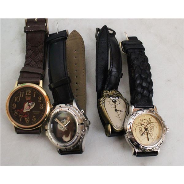 4 SPECIALTY TAZ(TAZMANIAN DEVIL) THEME WATCHES