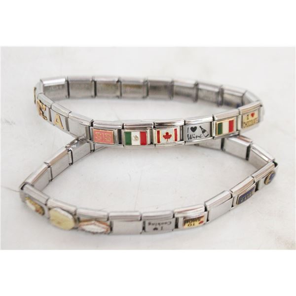 2 X ITALIAN CHARM BRACELETS MODULAR STAINLESS