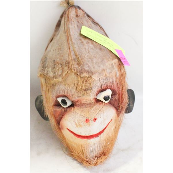 VINTAGE HAND-CARVED COCONUT MONKEY HEAD