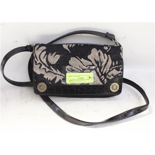 MAGGI B TRAVEL PURSE 9" W/ SHOULDER STRAP