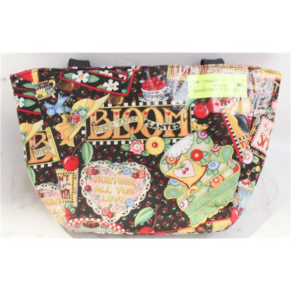 GRAPHIC PRINT 14" HAND BAG