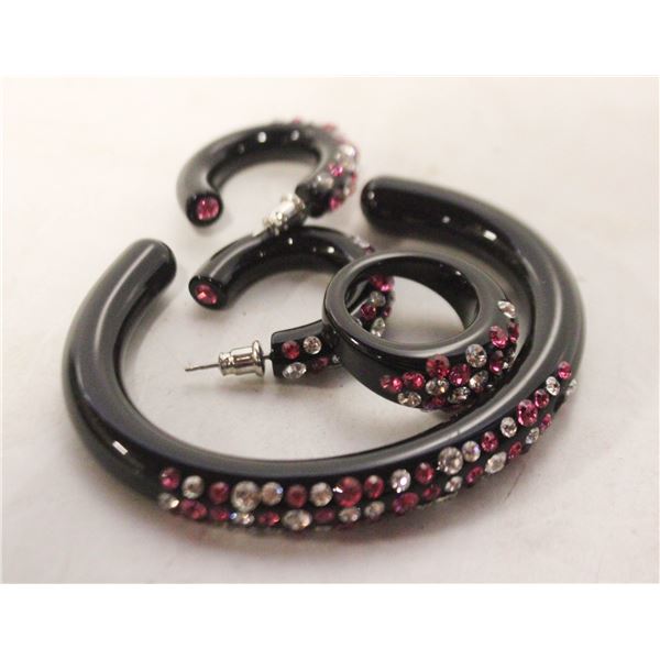 BLACK JEWELED BRACELET/RING AND EARRINGS SET