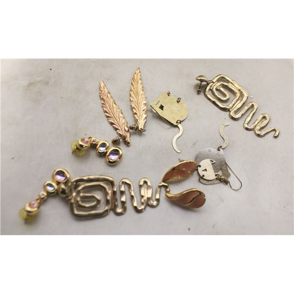 5 PAIRS OF GOLD TONE EARRINGS