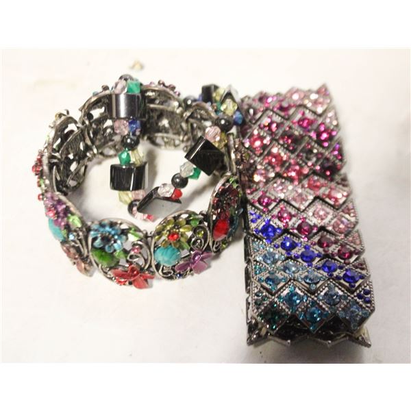 3 HEAVILY BEDAZZLED BRACELETS
