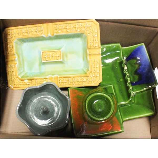 3 VINTAGE CERAMIC ASHTRAYS