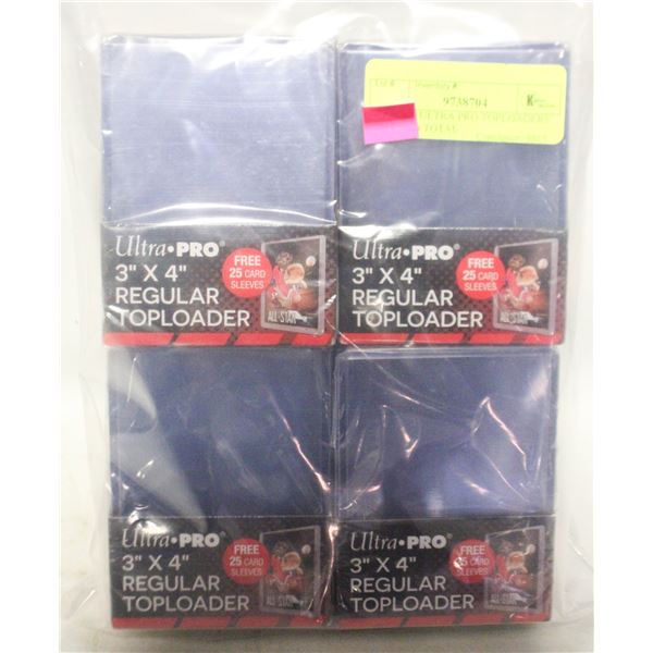 4 PACKS ULTRA PRO TOPLOADERS 3"X4", 100 TOTAL
