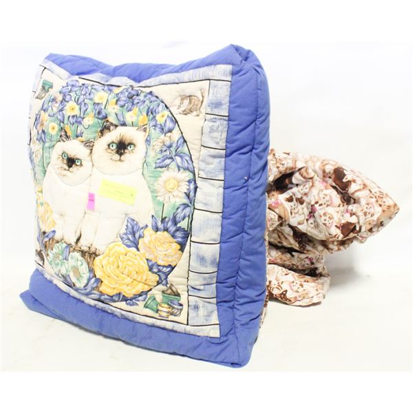 2 CAT THEME BLANKETS ETC