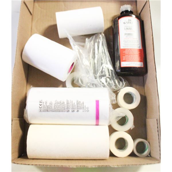 FLAT OF MEDICAL BANDAGES - TAPE - SCISSORS ETC
