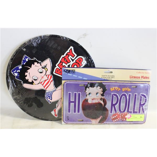 BETTY BOOP TIN SIGN & PLATE (NEW)