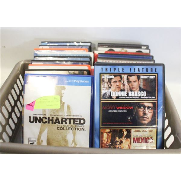 LOT OF ASSORTED DVD'S AND 2 PS4 GAMES