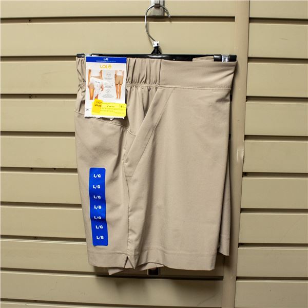 NEW LOLE WOMEN'S BEIGE FLEECE PULL-ON SHORT SIZE L