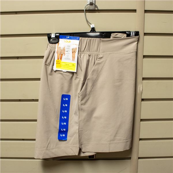 NEW LOLE WOMEN'S BEIGE FLEECE PULL-ON SHORT SIZE L