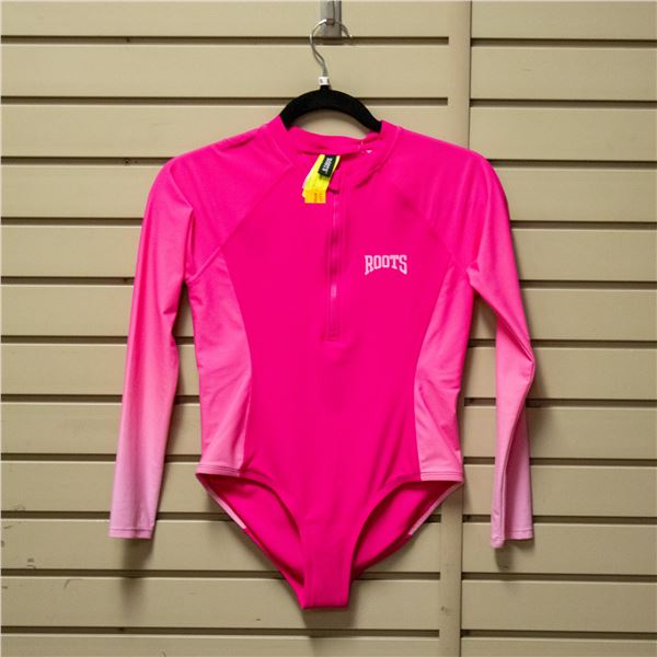 NEW ROOTS GIRL'S PINK ONE PIECE SWIMSUIT SIZE L/G