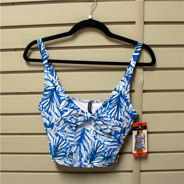 NEW TAHARI WOMEN'S BLUE/WHITE BIKINI TOP SIZE M