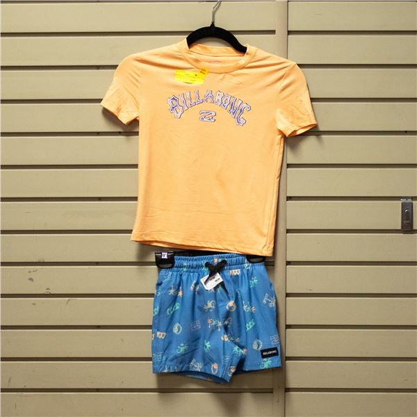 NEW BILLABONG KIDS T-SHIRT AND SHORT SET SIZE XS