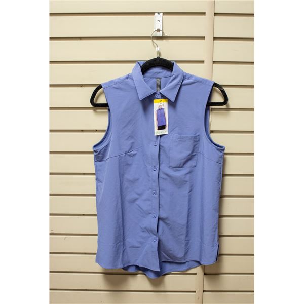 NEW GAIAM WOMEN'S VIOLET SLEEVELESS BUTTON SHIRT S