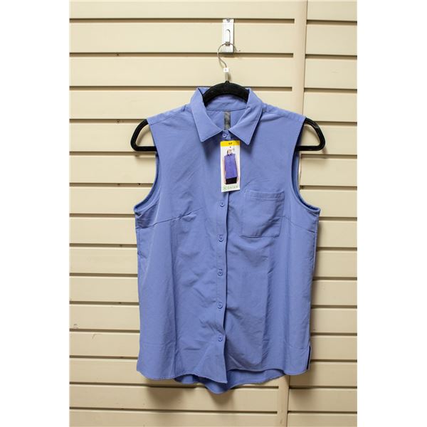 NEW GAIAM WOMEN'S VIOLET SLEEVELESS BUTTON SHIRT S