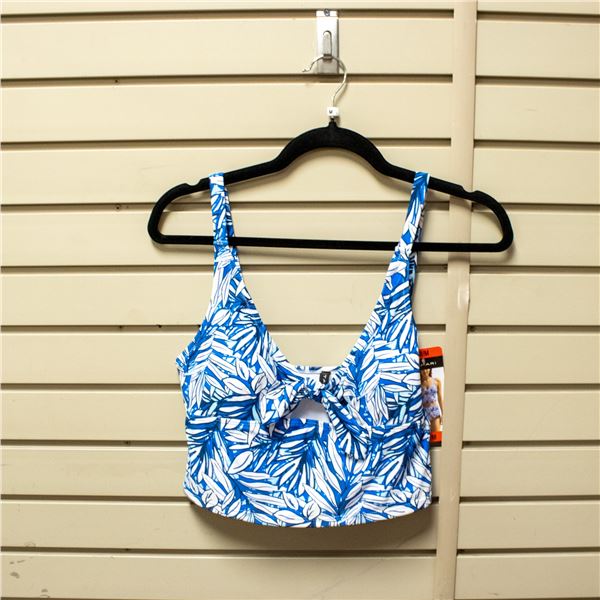 NEW TAHARI WOMEN'S BLUE/WHITE BIKINI TOP SIZE M