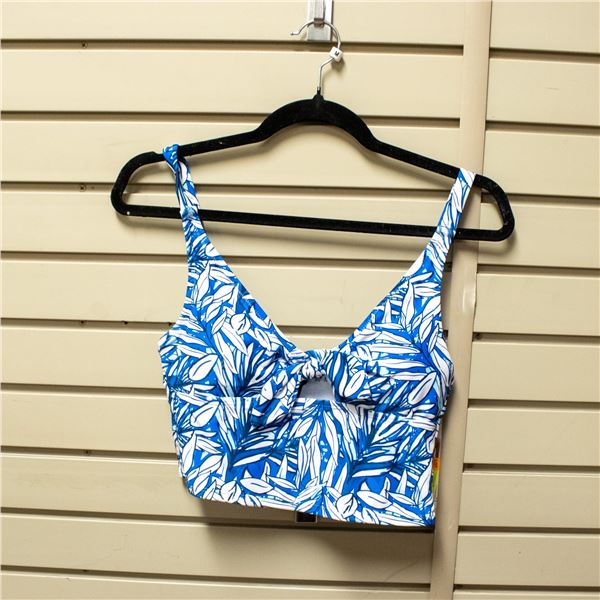 NEW TAHARI WOMEN'S BLUE/WHITE BIKINI TOP SIZE S