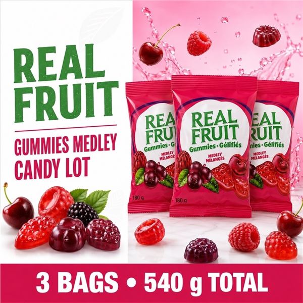 3 DARE REALFRUIT MEDLEY GUMMIES 180G BB 10/26